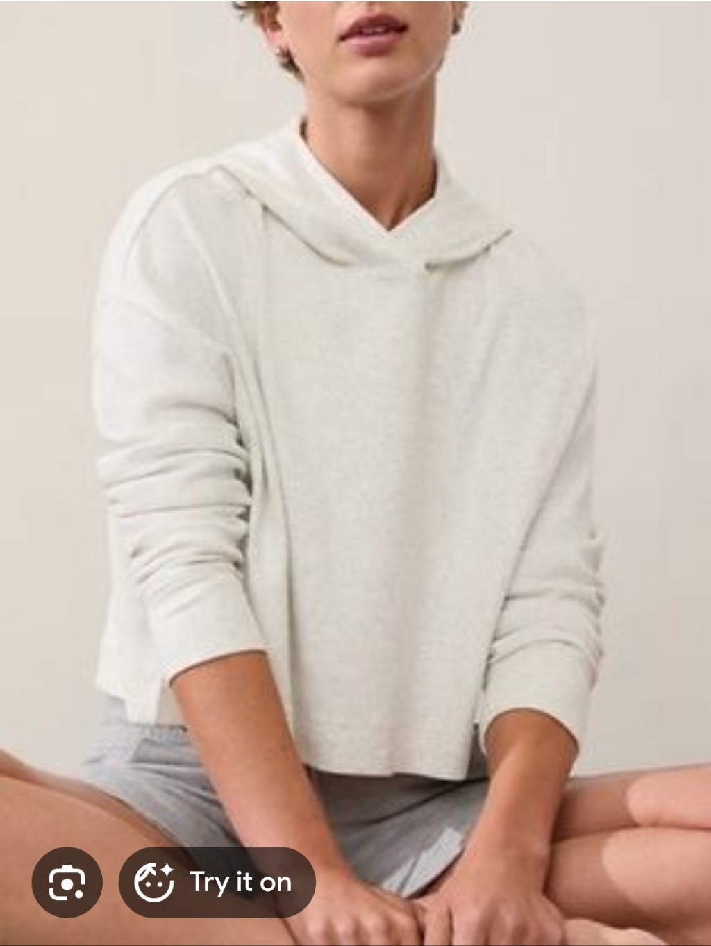 Athleta Womens Grey Ribbed Hooded Sweatshirt Size Small
